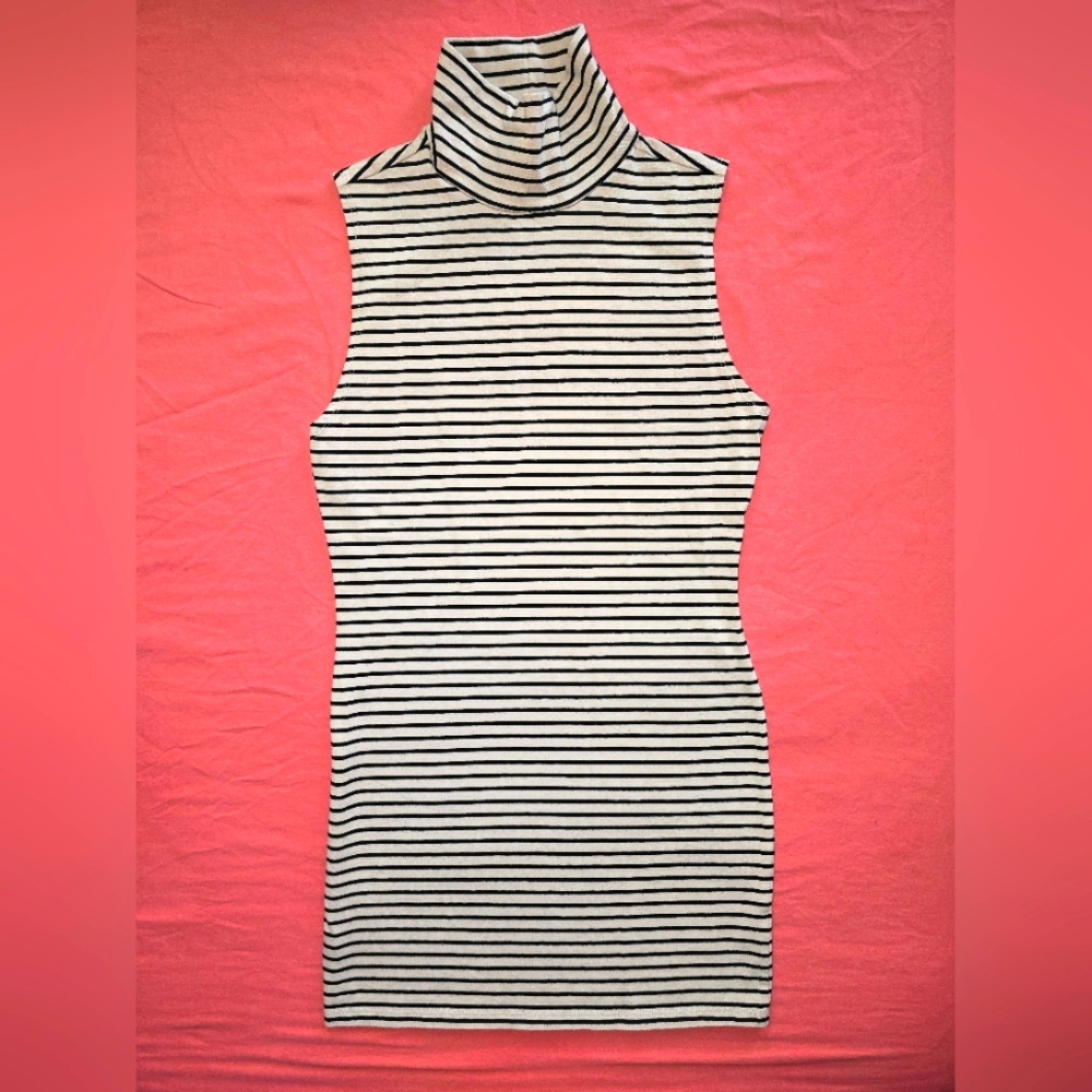 Forever 21 Striped Sleeveless Turtleneck Dress